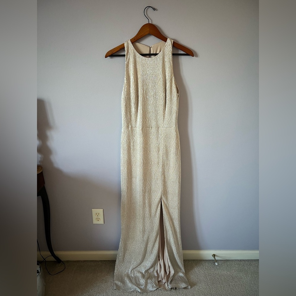 Dessy Collection Elegant Cream Backless Dress